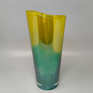 1970s Luxury Green and Yellow Handcrafted Vase in Murano Glass by Ca dei Vetrai. Made in Italy Madinteriorart by Maden