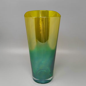 1970s Luxury Green and Yellow Handcrafted Vase in Murano Glass by Ca dei Vetrai. Made in Italy Madinteriorart by Maden