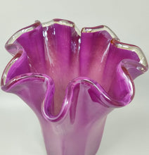 Load image into Gallery viewer, 1970s Michielotto Magenta-Pink Fazzoletto Murano Glass Vase. Madinteriorart by Maden
