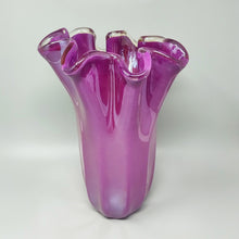 Load image into Gallery viewer, 1970s Michielotto Magenta-Pink Fazzoletto Murano Glass Vase. Madinteriorart by Maden
