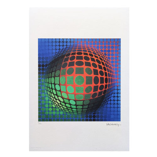 1970s Original Gorgeous Victor Vasarely Op Art Limited Edition Lithograph Madinteriorart by Maden