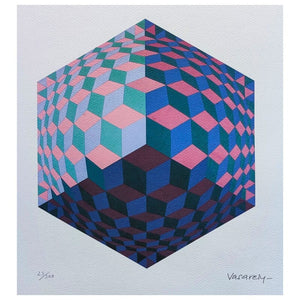 1970s Original Gorgeous Victor Vasarely Op Art Limited Edition Lithograph Madinteriorart by Maden