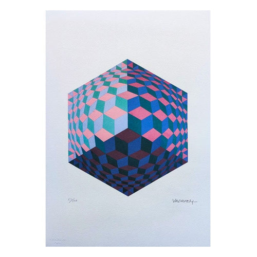 1970s Original Gorgeous Victor Vasarely Op Art Limited Edition Lithograph Madinteriorart by Maden