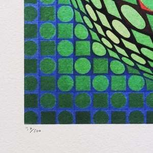 1970s Original Gorgeous Victor Vasarely Op Art Limited Edition Lithograph Madinteriorart by Maden