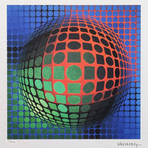 1970s Original Gorgeous Victor Vasarely Op Art Limited Edition Lithograph Madinteriorart by Maden