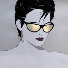 Load image into Gallery viewer, 1980s Original Gorgeous Patrick Nagel &quot;Silver Foiled Sunglasses&quot; Art Poster.
