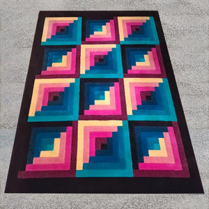 1980s Gorgeous Geometric Italian Woolen Rug by Missoni for T&J Vestor Madinteriorart by Maden