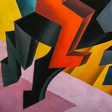 Load image into Gallery viewer, 1990s (1994) Fortunato Depero, "Solidità di Cavalieri Erranti" Futurist Exhibition Poster Madinteriorart by Maden
