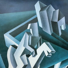 Load image into Gallery viewer, 1990s (1994) Fortunato Depero, "Solidità di Cavalieri Erranti" Futurist Exhibition Poster Madinteriorart by Maden
