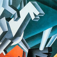 Load image into Gallery viewer, 1990s (1994) Fortunato Depero, "Solidità di Cavalieri Erranti" Futurist Exhibition Poster Madinteriorart by Maden
