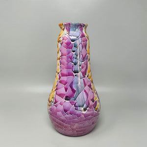 1990s Astonishing Giuseppe Locci Polycrome Craquelé Vase in Sardinian Ceramic. Made in Italy Madinteriorartshop by Maden