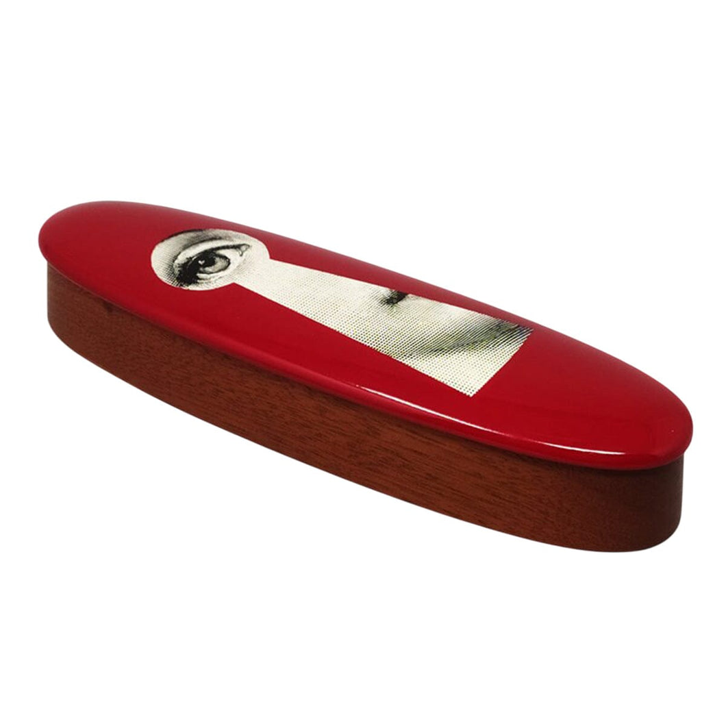 1990s Astonishing Red Fornasetti Wood Box signed Fornasetti. Made in Italy Madinteriorart by Maden