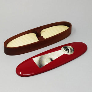 1990s Astonishing Red Fornasetti Wood Box signed Fornasetti. Made in Italy Madinteriorart by Maden