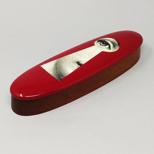 1990s Astonishing Red Fornasetti Wood Box signed Fornasetti. Made in Italy Madinteriorart by Maden