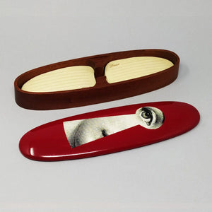 1990s Astonishing Red Fornasetti Wood Box signed Fornasetti. Made in Italy Madinteriorart by Maden
