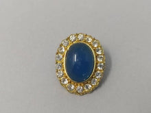 Load image into Gallery viewer, 1940s Vintage Oval Blue Rhinestone and Lucite Clip On Earrings Madinteriorartshop by Maden
