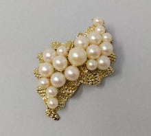 Load image into Gallery viewer, 1950s Astonishing antique pearl brooch in gold plated Madinteriorartshop by Maden
