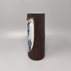 1950s Gorgeous Marcello Fantoni Ceramic Vase Encased in Leather. Made in Italy Madinteriorartshop by Maden