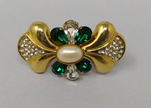 Load image into Gallery viewer, 1950s Vintage Astonishing Green and Crystal Rhinestone Brooch Madinteriorartshop by Maden

