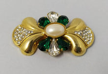 Load image into Gallery viewer, 1950s Vintage Astonishing Green and Crystal Rhinestone Brooch Madinteriorartshop by Maden
