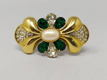 Load image into Gallery viewer, 1950s Vintage Astonishing Green and Crystal Rhinestone Brooch Madinteriorartshop by Maden
