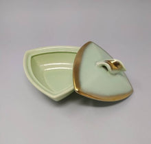 Load image into Gallery viewer, 1950s Vintage French Stunnig Ceramic Box in Gold and Aquamarine colors Madinteriorartshop by Maden
