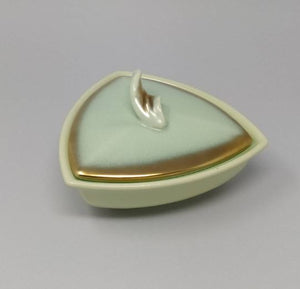 1950s Vintage French Stunnig Ceramic Box in Gold and Aquamarine colors Madinteriorartshop by Maden