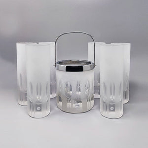 1960 Gorgeous Ice Bucket with 6 Glasses in Hand Cut Lead Crystal by Kristal. Made in Italy Madinteriorart by Maden
