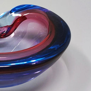 1960s Astonishing Blue and Pink Ashtray/Vide Poche By Flavio Poli for Seguso Madinteriorart by Maden