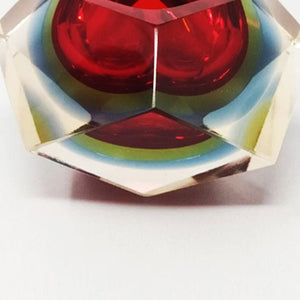 1960s Astonishing Red and Blue Ashtray or Catchall By Flavio Poli for Seguso. Made in Italy Madinteriorart by Maden