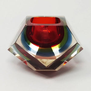 1960s Astonishing Red and Blue Ashtray or Catchall By Flavio Poli for Seguso. Made in Italy Madinteriorart by Maden