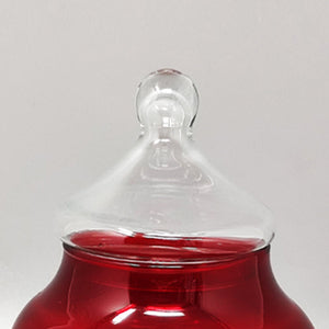 1960s Astonishing Red and Green Jar in Empoli Glass by Rossini. Made in Italy Madinteriorart by Maden