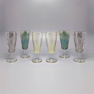 1960s Astonishing Set of Six Crystal Glasses. Made in Italy Madinteriorart by Maden