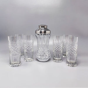 1960s Gorgeous Bohemian Cut Glass Cocktail Shaker With Six Glasses. Made in Italy Madinteriorart by Maden