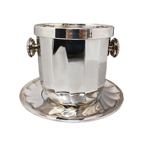 1960s Gorgeous Ice Bucket With Plate in Silver Plated by Ricci for Marengo. Made in Italy Madinteriorart by Maden
