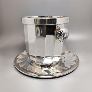 1960s Gorgeous Ice Bucket With Plate in Silver Plated by Ricci for Marengo. Made in Italy Madinteriorart by Maden