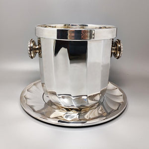 1960s Gorgeous Ice Bucket With Plate in Silver Plated by Ricci for Marengo. Made in Italy Madinteriorart by Maden