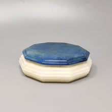 Load image into Gallery viewer, 1960s Gorgeous Octagonal Blue and White Box in Alabaster. Made in Italy Madinteriorart by Maden
