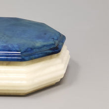Load image into Gallery viewer, 1960s Gorgeous Octagonal Blue and White Box in Alabaster. Made in Italy Madinteriorart by Maden
