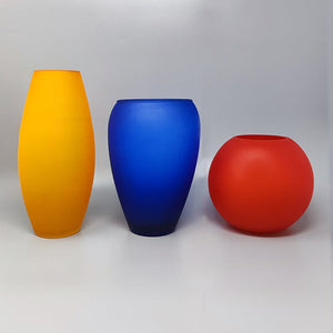 1960s Gorgeous Set of 3 Vases in Murano Glass, Made in Italy Madinteriorart by Maden
