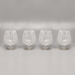 1960s Stunning Cocktail Shaker Set with Four Glasses. Made in Italy Madinteriorart by Maden