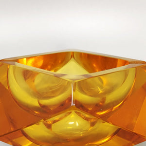 1960s Stunning Ochre Ashtray or Catchall By Flavio Poli for Seguso. Made in Italy Attive Madinteriorart by Maden