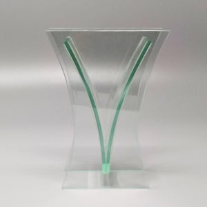 1960s Vase in Acid Crystal, Aquamarine Color. Made in italy Madinteriorartshop by Maden