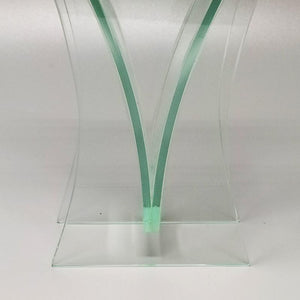 1960s Vase in Acid Crystal, Aquamarine Color. Made in italy Madinteriorartshop by Maden