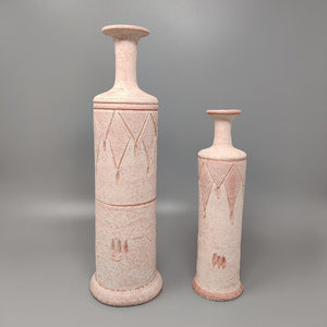 1970s Amazing Pair of Vases in Ceramic in Antique Pink Color. Made in Italy Madinteriorartshop by Maden