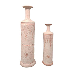 1970s Amazing Pair of Vases in Ceramic in Antique Pink Color. Made in Italy Madinteriorartshop by Maden
