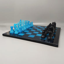 Load image into Gallery viewer, 1970s Astonishing Blue and Black Chess Set in Volterra Alabaster Handmade. Made in Italy Madinteriorart by Maden
