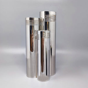 1970s Astonishing Space Age Silver Plated Vase by Sassetti. Handmade. Made In italy Madinteriorart by Maden