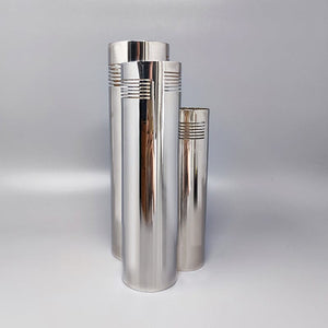 1970s Astonishing Space Age Silver Plated Vase by Sassetti. Handmade. Made In italy Madinteriorart by Maden