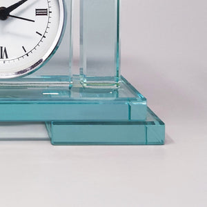 1970s Astonishing Table Clock by Omodomo in Crystal. Made in Italy Madinteriorart by Maden